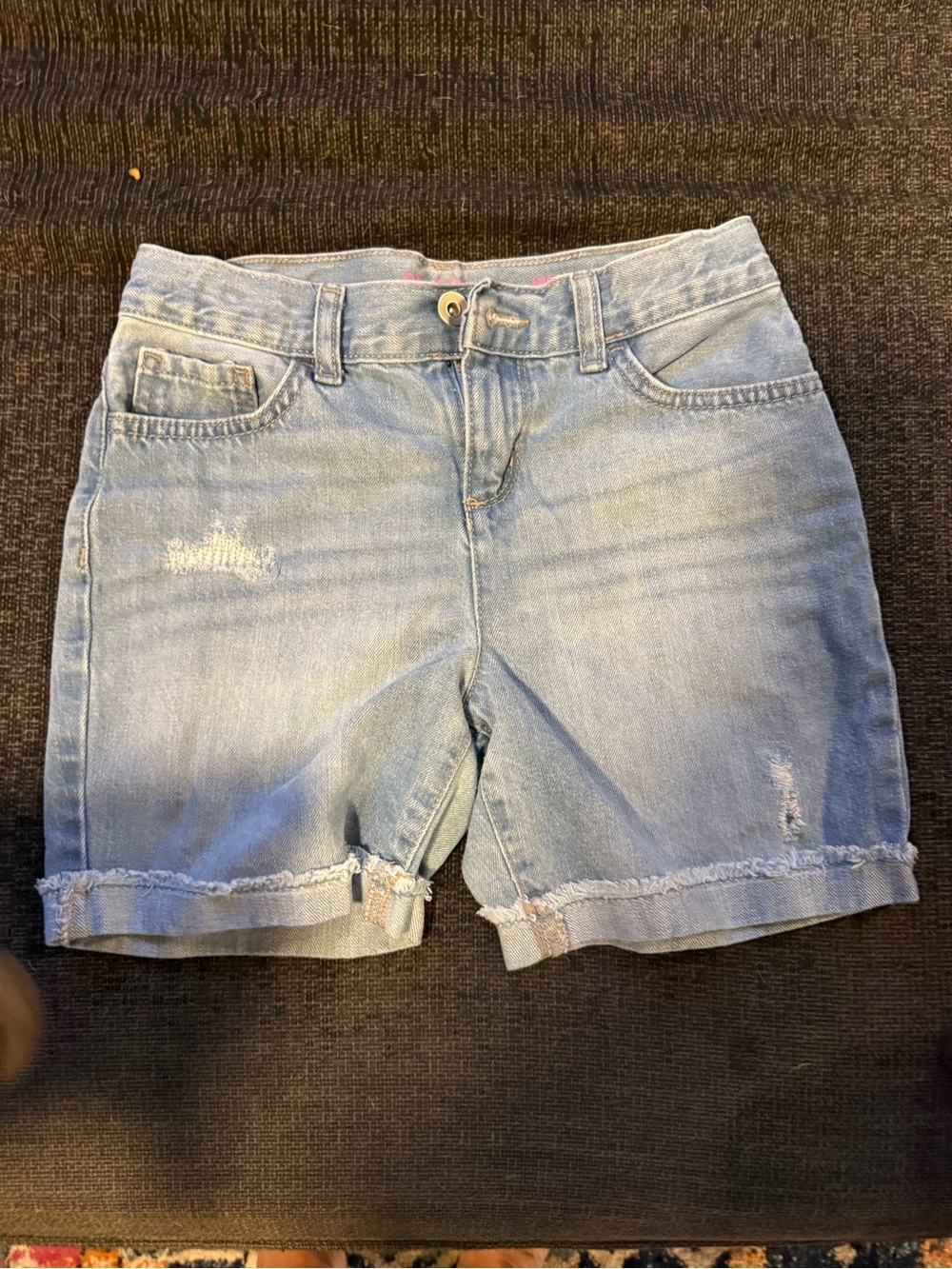 The Children's Place Girls Midi Denim Shorts Light Wash Distressed Size 10